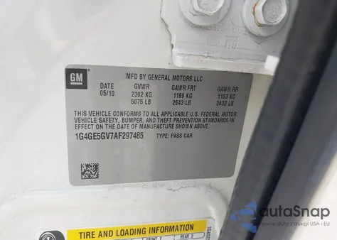 2010 Buick Lacrosse Cxs z USA, uszkodzony, nr VIN 1G4GE5GV7AF297485